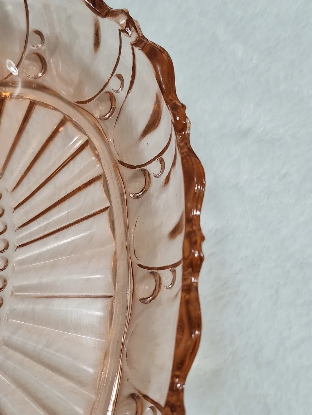 1940 Pink Depression Glass Divided Relish Dish Anchor Hocking Oyster & Pearl